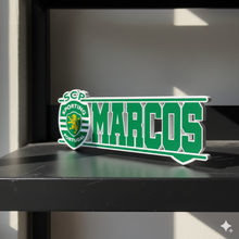 Sporting name sign for football-inspired room decor